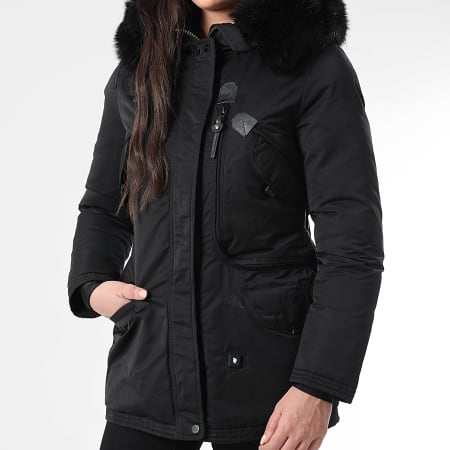 Comme Des Loups - Parka Calentadora Mujer Con Piel Montreal Negra