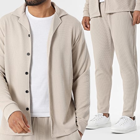 Frilivin - Ensemble Chemise Manches Longues Et Pantalon Texturé 320 Beige