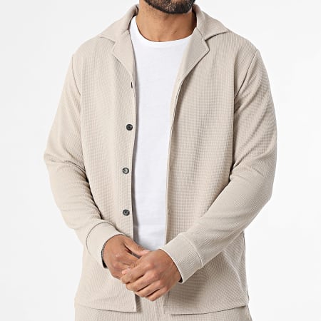 Frilivin - Ensemble Chemise Manches Longues Et Pantalon Texturé 320 Beige