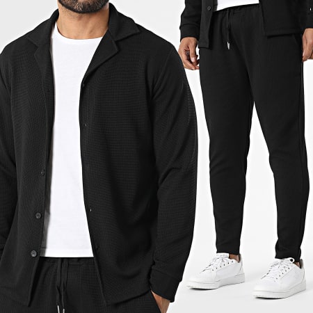 Frilivin - Conjunto Camisa de Mangas Largas y Pantalón Texturado 320 Negro