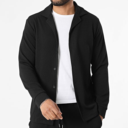 Frilivin - Conjunto Camisa de Mangas Largas y Pantalón Texturado 320 Negro