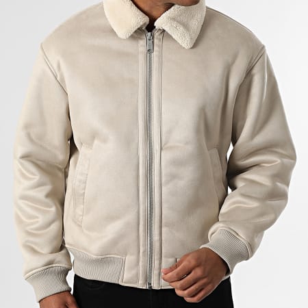 Jack And Jones - Suede Look Zip Bomber Jacket Luke Beige Light