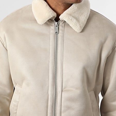 Jack And Jones - Suede Look Zip Bomber Jacket Luke Beige Light