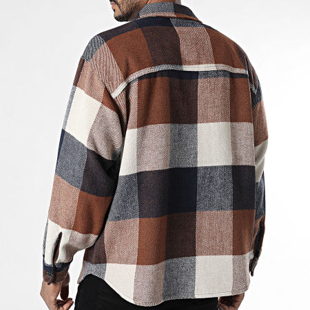 Jack And Jones - Camicia A Quadri Bradley Beige Camello Blu Navy