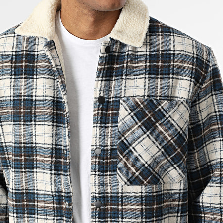 Jack And Jones - Camicia di Cotone a Quadri Zac Teddy Bianco Blu Navy