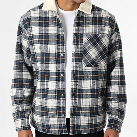Jack And Jones - Camicia di Cotone a Quadri Zac Teddy Bianco Blu Navy
