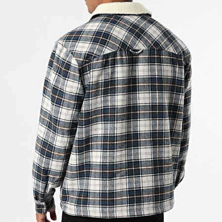 Jack And Jones - Camicia di Cotone a Quadri Zac Teddy Bianco Blu Navy