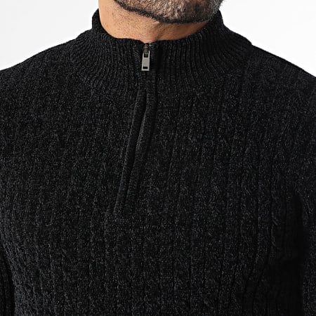 KZR - Pull Col Montant Zippé 087 Noir