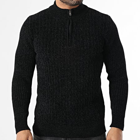 KZR - Pull Col Montant Zippé 087 Noir