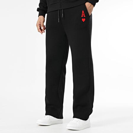 Luxury Lovers - Ensemble Sweat Zippé Capuche Et Pantalon Jogging Ace Of Hearts Noir Rouge