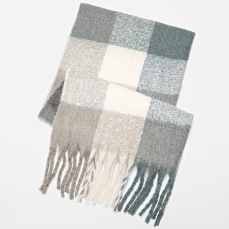 Vero Moda - Echarpe A Carreaux Femme League Gris Vert Beige