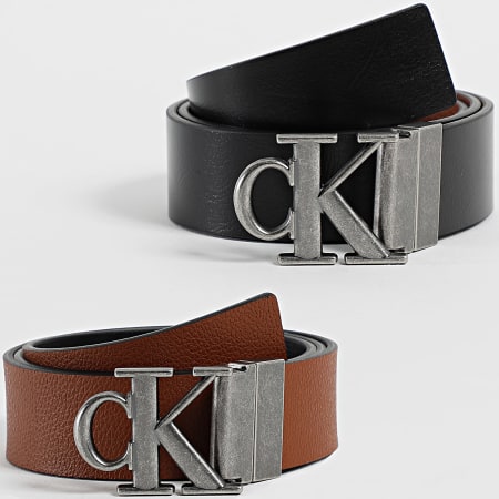 Calvin Klein - Cinturón Reversible Thumbled 7049 Negro Camel