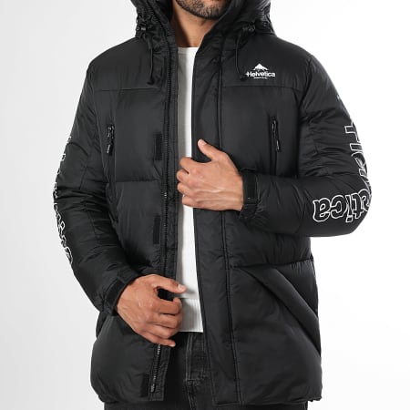 Helvetica - Casaco de penas com capuz Himalaia Preto