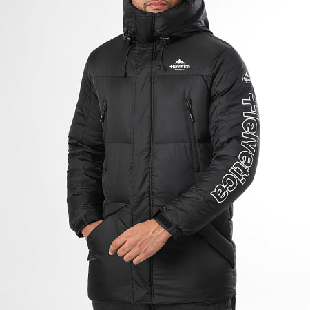 Helvetica - Casaco de penas com capuz Himalaia Preto