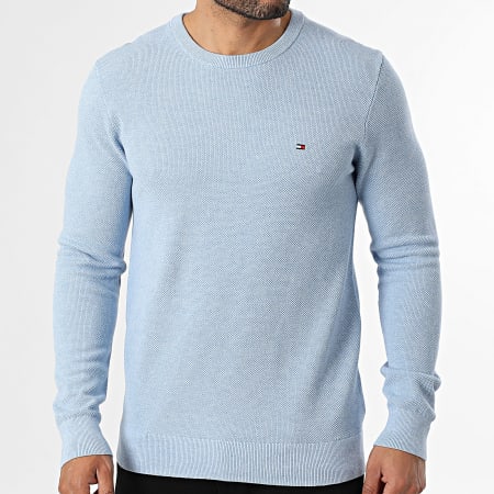 Tommy Hilfiger - Pull Essential Structure 6347 Bleu Clair Chiné