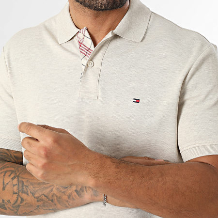 Tommy Hilfiger - Polo Manches Courtes Regular Fit Pique Placket Interest 0307 Beige Chiné