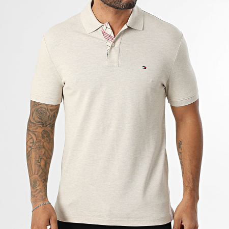 Tommy Hilfiger - Polo Manches Courtes Regular Fit Pique Placket Interest 0307 Beige Chiné