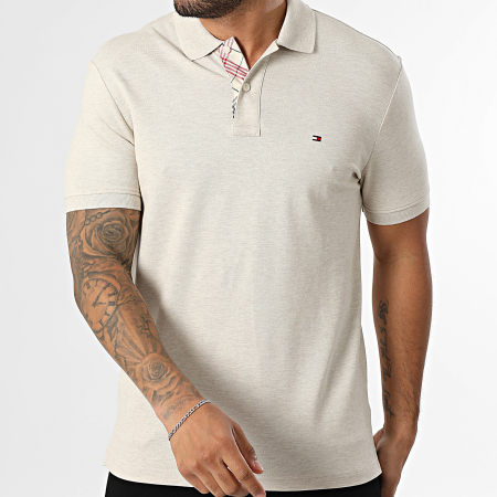 Tommy Hilfiger - Polo Manches Courtes Regular Fit Pique Placket Interest 0307 Beige Chiné