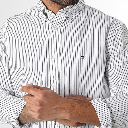 Tommy Hilfiger - Camisa Manga Larga A Rayas Core Hairline Poplin 1399 Blanco