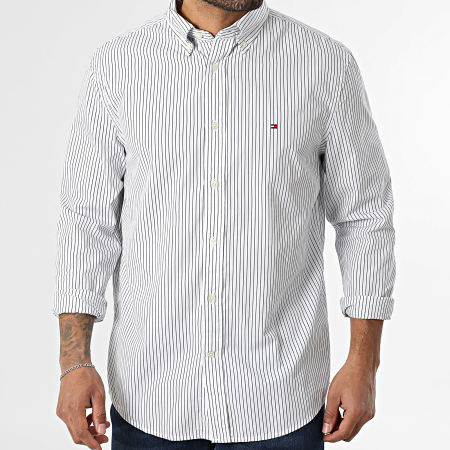 Tommy Hilfiger - Camisa Manga Larga A Rayas Core Hairline Poplin 1399 Blanco