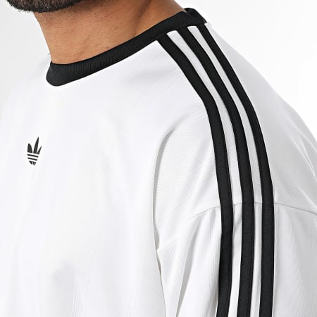 Adidas Originals - Tee Shirt Manches Longues A Bandes Jacquard Jersey JX1519 Blanc
