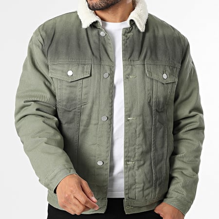 John H - Chaqueta Vaquero Cuello de Oveja 801 Verde Kaki