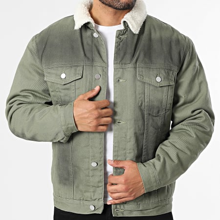 John H - Chaqueta Vaquero Cuello de Oveja 801 Verde Kaki