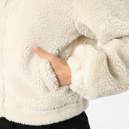Only - Chaqueta Polar con Cremallera Capucha Mujer Mila Teddy Beige Claro