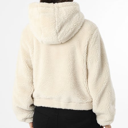 Only - Chaqueta Polar con Cremallera Capucha Mujer Mila Teddy Beige Claro