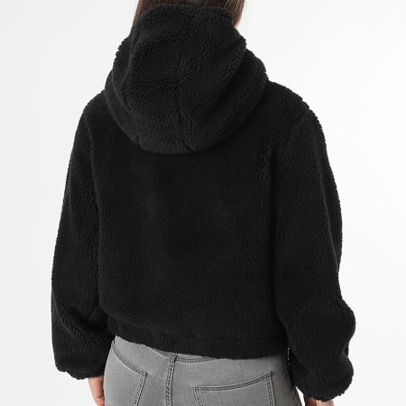 Only - Chaqueta Polar con Cremallera Capucha Mujer Mila Teddy Negro