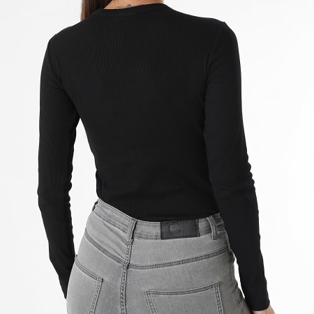 Only - Tee Shirt Manches Longues Rib Femme Lucky Noir