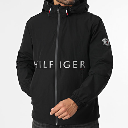 Tommy Hilfiger - Coupe-Vent Capuche Zippé Mix Media 9820 Noir
