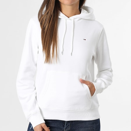 Tommy Jeans - Sweat Capuche Regular Femme Flag 9958 Blanc