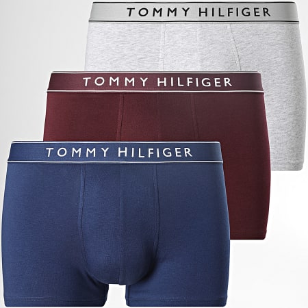 Tommy Hilfiger - Lot De 3 Boxers Everyday Essentials 3520 Bordeaux Bleu Marine Gris Chiné