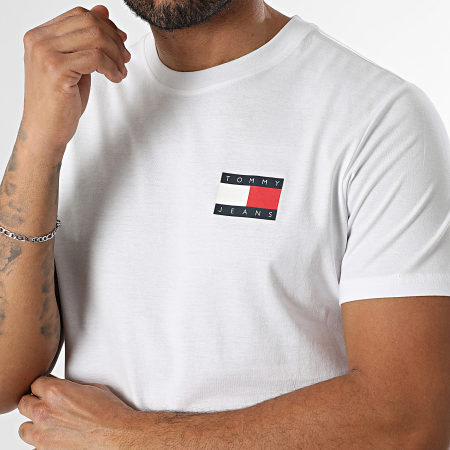 Tommy Jeans - Tee Shirt Slim Essential Flag 0740 Blanc