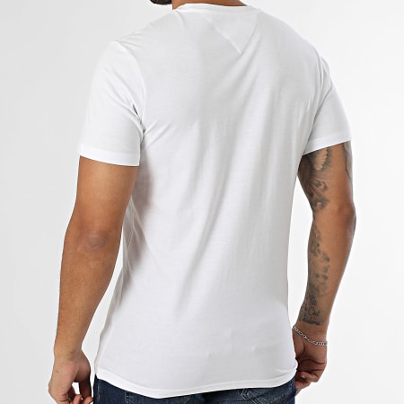 Tommy Jeans - Tee Shirt Slim Essential Flag 0740 Blanc