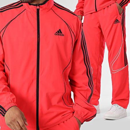 Adidas Sportswear - Ensemble De Survetement A Bandes Teamgeist Adicolor JW5867 JW5871 Rouge Noir