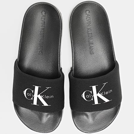 Calvin Klein - Claquettes Femme Monogram Logo CK 1967 Black Bright White