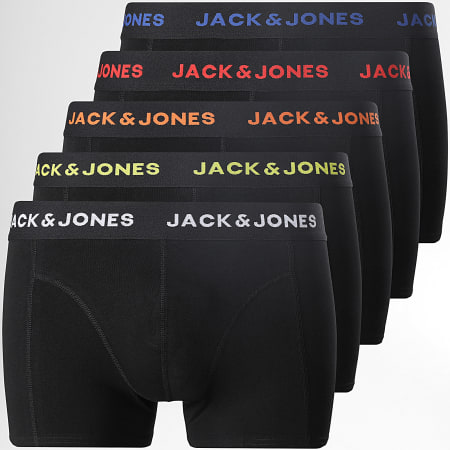 Jack And Jones - Lot De 5 Boxers Friday Noir Blanc Rouge Bleu Roi Orange Jaune
