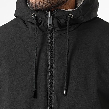 John H - Chaqueta Con Capucha Zippée Piel A Cuadros Reversible 03 Gris Negro