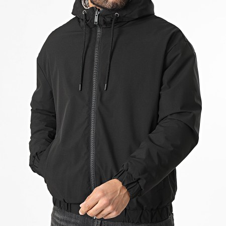 John H - Chaqueta Con Capucha Zippée Piel A Cuadros Reversible 03 Gris Negro