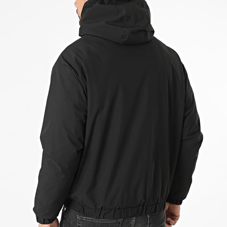 John H - Chaqueta Con Capucha Zippée Piel A Cuadros Reversible 03 Gris Negro