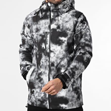 John H - Parka con capucha 016 Negro Gris