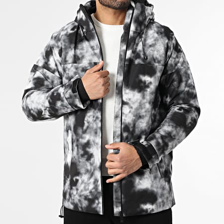 John H - Parka con capucha 016 Negro Gris