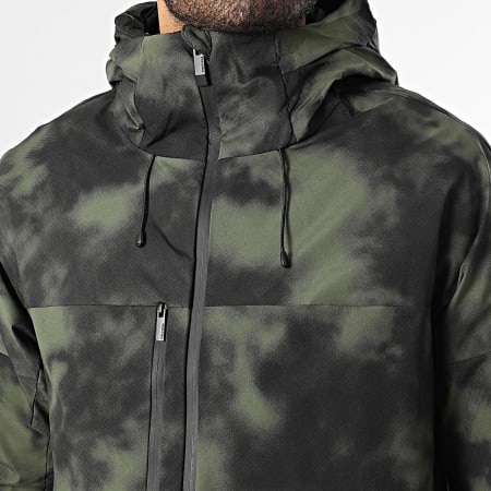 John H - Parka con capucha 016 Negro Verde Caqui