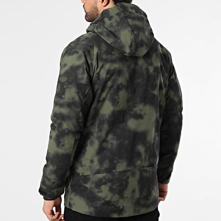 John H - Parka con capucha 016 Negro Verde Caqui