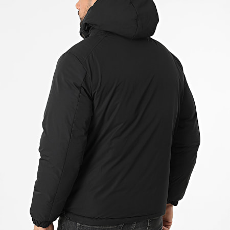 John H - Plumífero con capucha reversible 04 Verde Kaki Negro