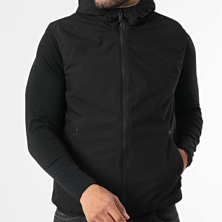 John H - Chaqueta Capucha Zippée Piel Sintética Sin Mangas 02 Gris Negro Reversible