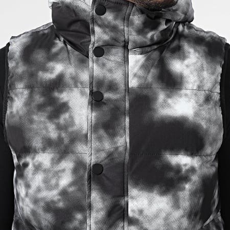 John H - Plumífero sin mangas con capucha 06 Negro Gris