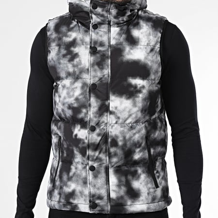 John H - Plumífero sin mangas con capucha 06 Negro Gris